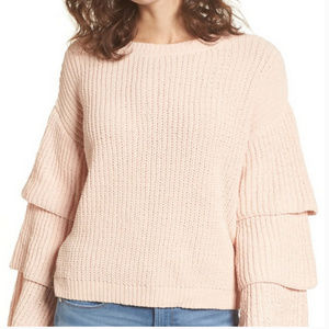 Woven Heart Triple Ruffle Women's Sweater